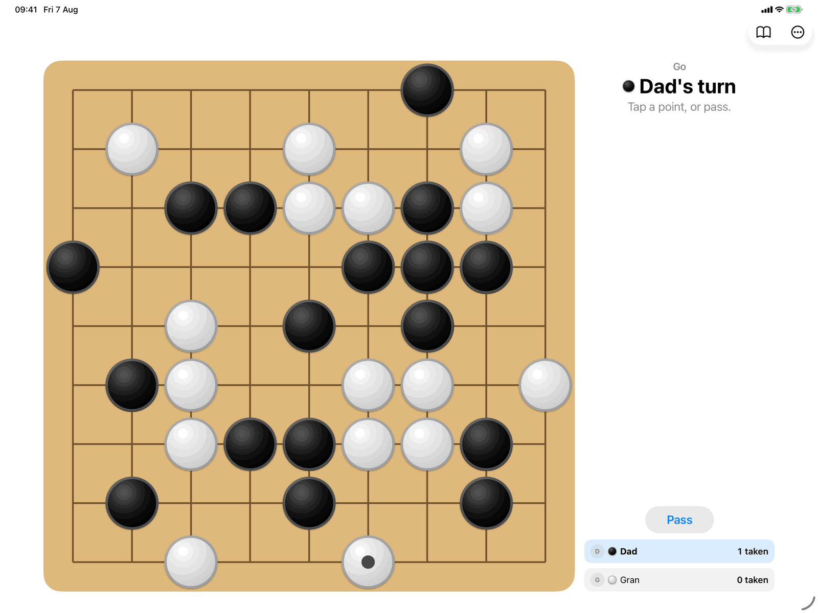 Go in Group Games, mid-game on an iPad host