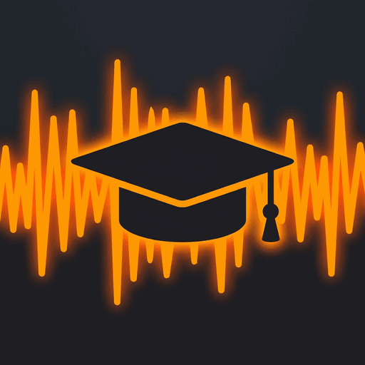 The Learn Synths app icon: a graduation cap over an orange waveform
