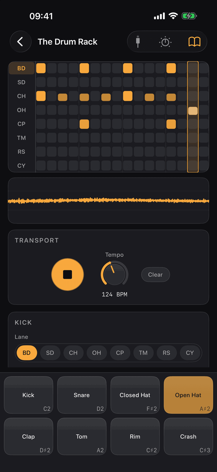 Learn Synths on iPhone: lesson 22, The Drum Rack, playing