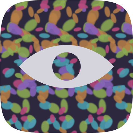The Stereogram Studio app icon: a white eye on a repeating pattern of coloured smudges